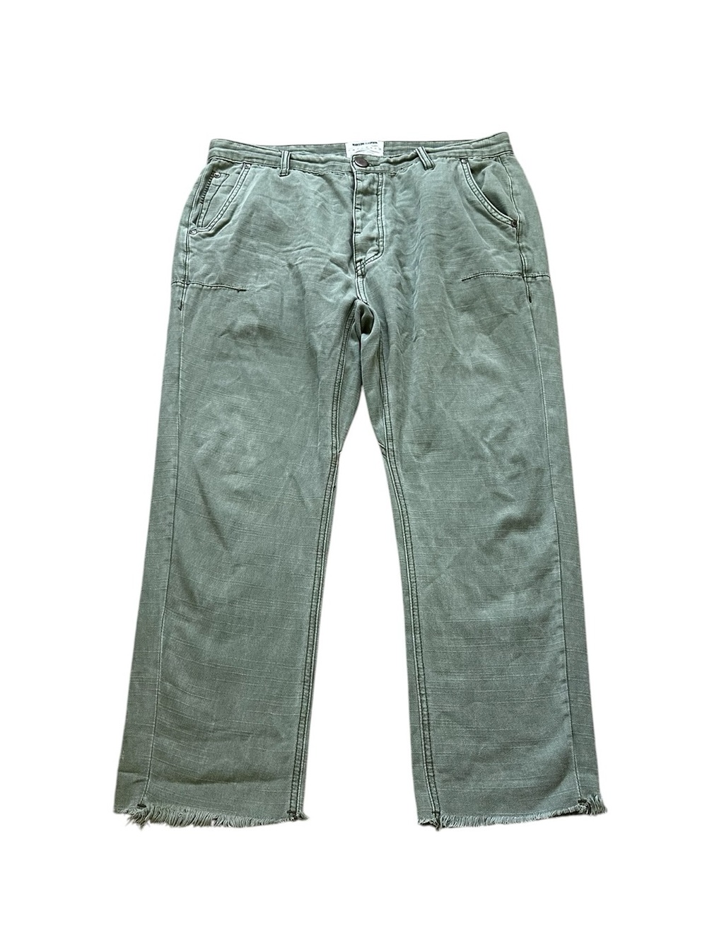 Man x OneTeaspoon Olive Green Low Slung Cropped Raw Hems Size 36 R